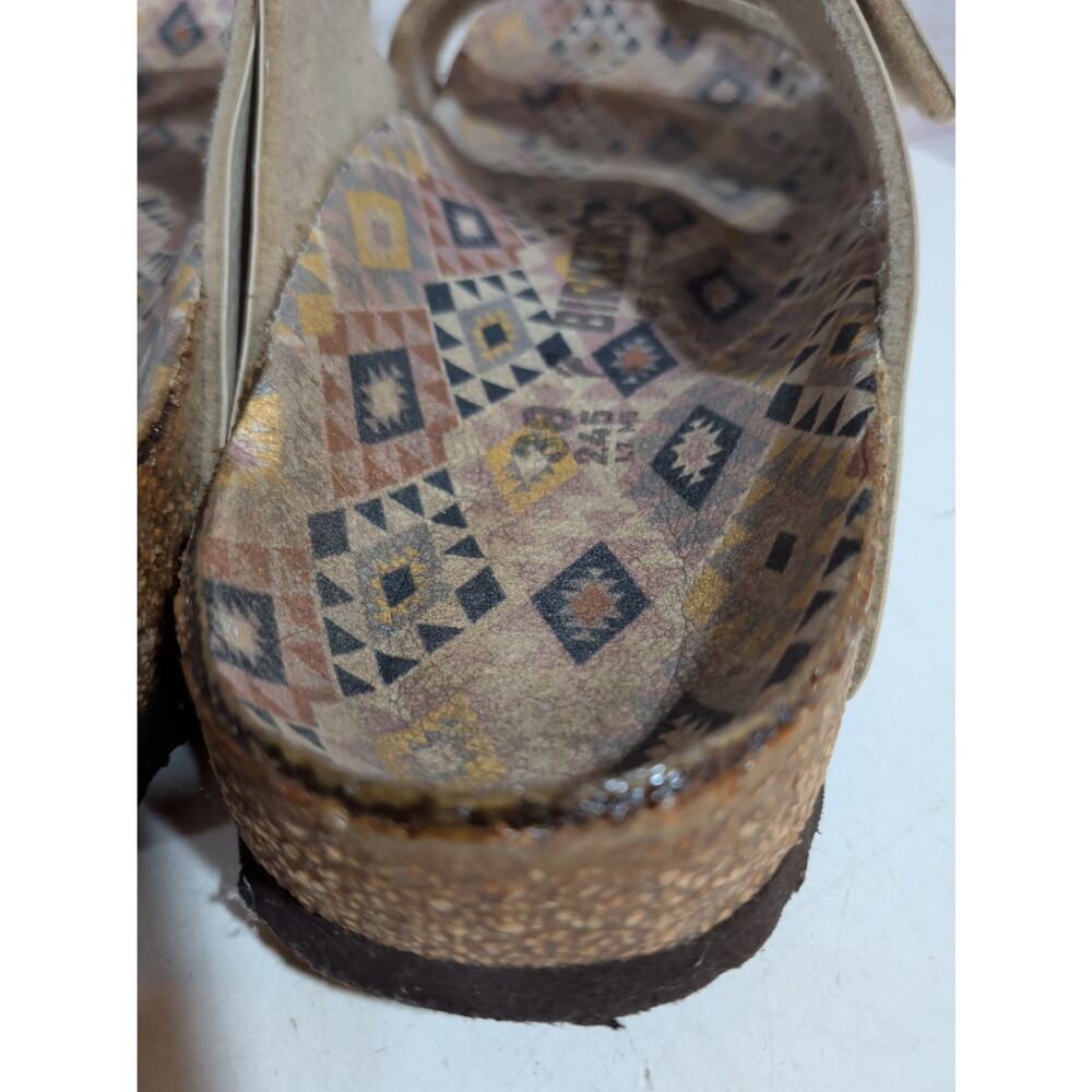 Birkenstock Arizona Ecru Birko Flor Aztec Sole Sandals Slide Size 38 US 7 Narrow - Picture 10 of 11
